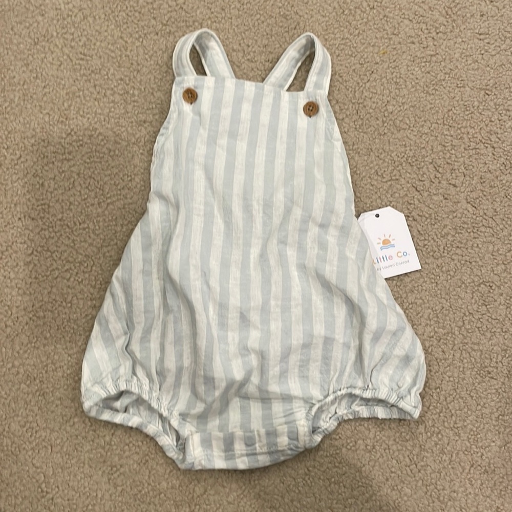 Stripe linen bubble romper for baby